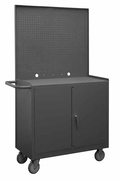 Mobile Bench Cabinet with Pegboard Panel
