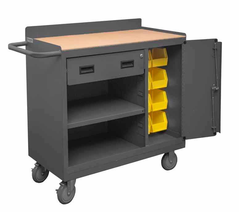 Mobile Bench Cabinet with 8 Bins
