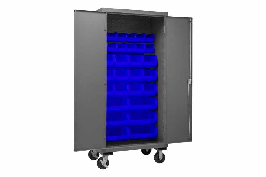 Mobile Cabinet, 30 Blue Bins