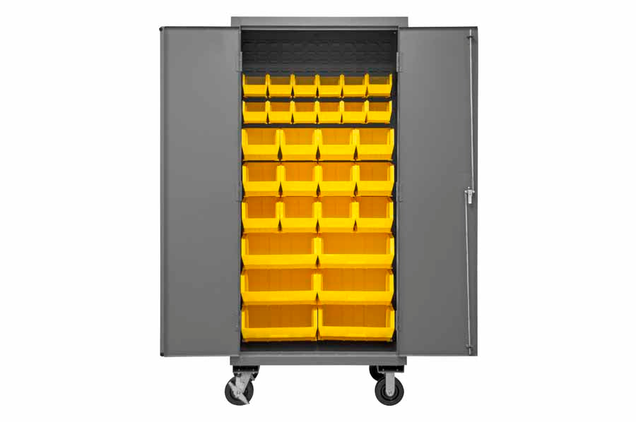 Mobile Cabinet, 30 Yellow Bins