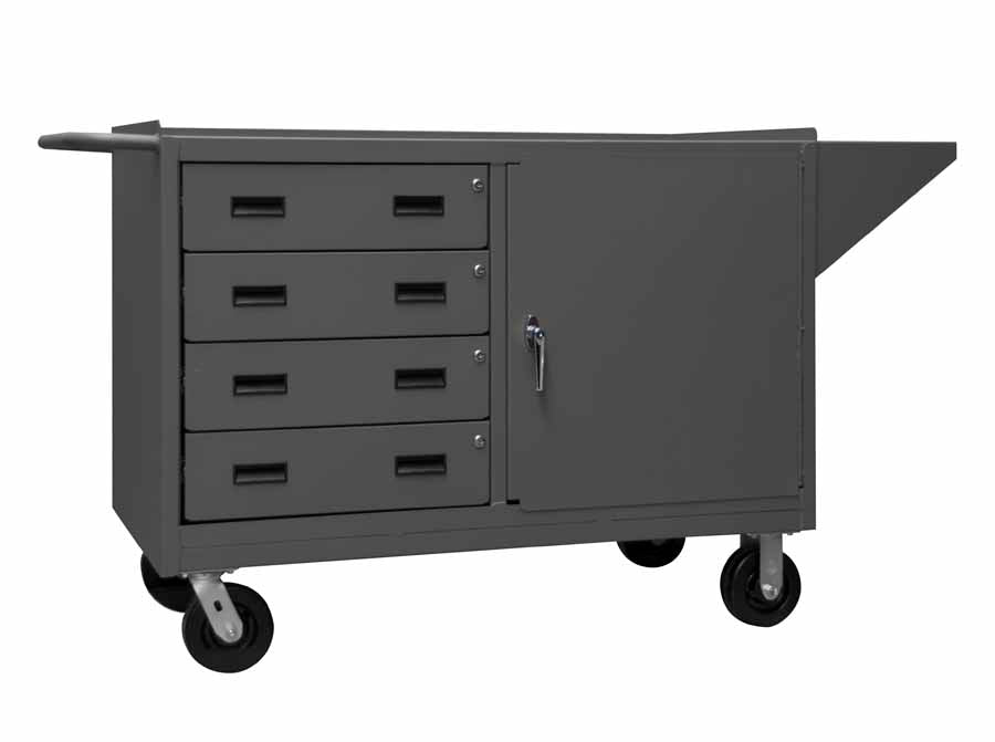 Mobile Bench Cabinet with 4 Drawers and 1 Shelf