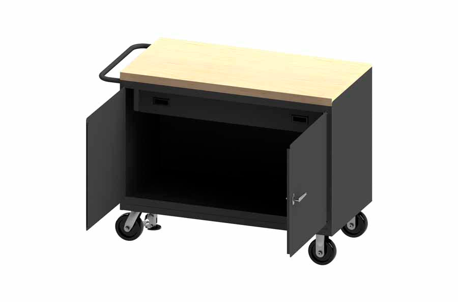 Maple Top Mobile Bench Cabinet with Floor Lock