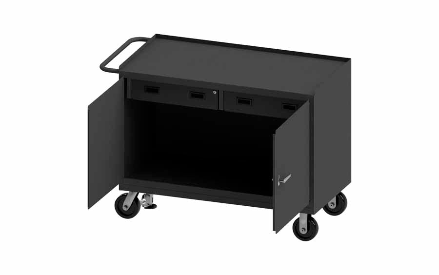 Mobile Bench Cabinet, 2 Drawer, Steel