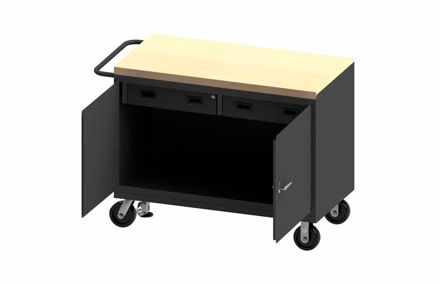 Maple Top Mobile Bench Cabinet with Floor Lock