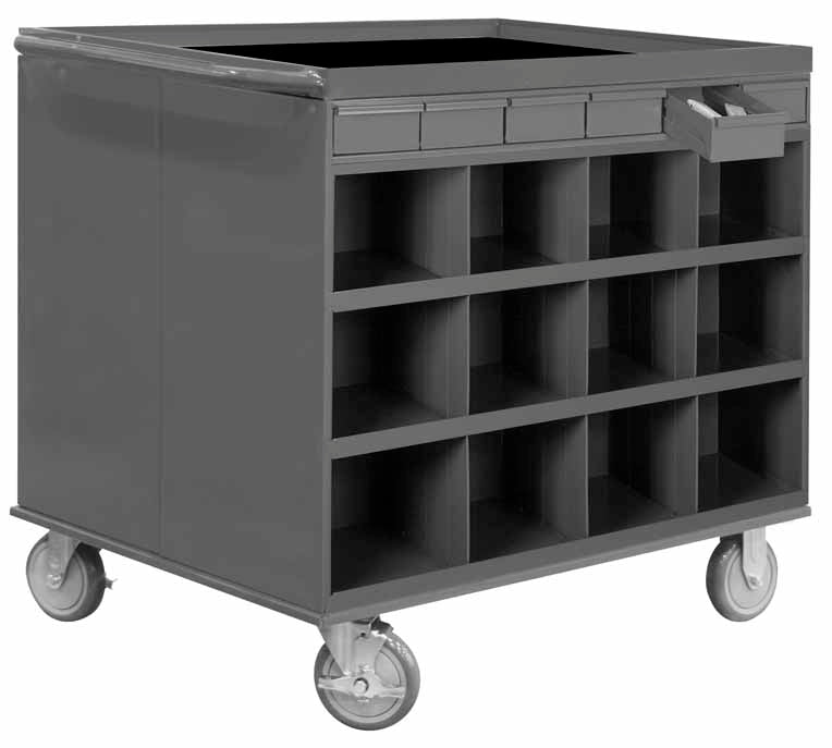 2-Sided Stock Cart with 12 Bins and 12 Drawers