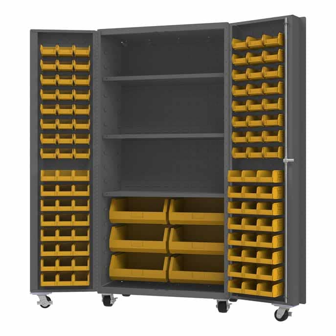 Mobile Cabinet with 102 Bins and 3 Shelves