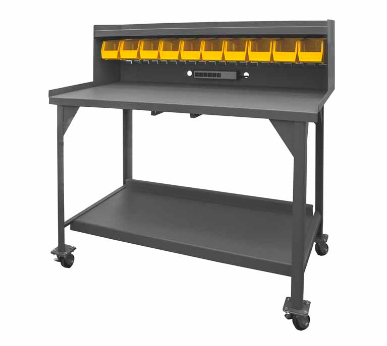 60in x 30in Mobile Workbench with Riser Shelf