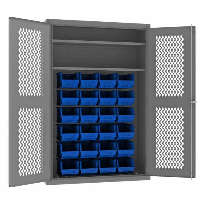 Ventilated Cabinet with 24 Bins and 2 Shelves