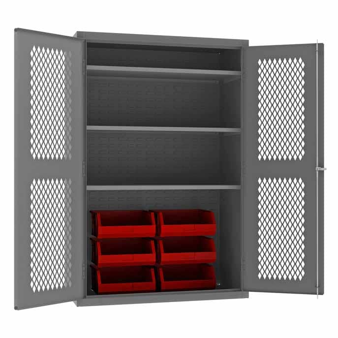 Ventilated Cabinet with 6 Bins and 3 Shelves