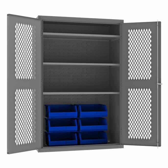 Ventilated Cabinet with 6 Bins and 3 Shelves