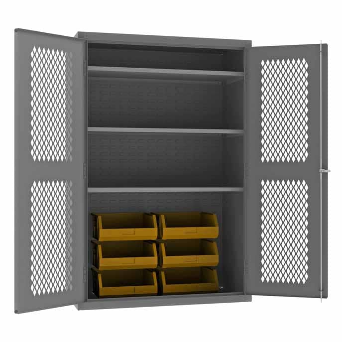 Ventilated Cabinet with 6 Bins and 3 Shelves