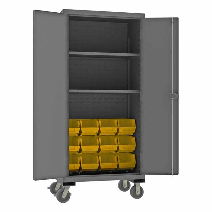 Mobile Cabinet, 2 Shelves, 12 Bins