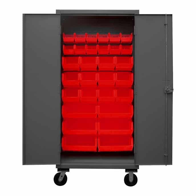 Mobile Cabinet, 30 Red Bins