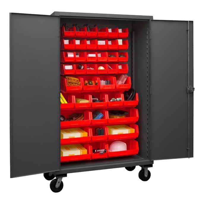 Mobile Cabinet, 42 Red Bins