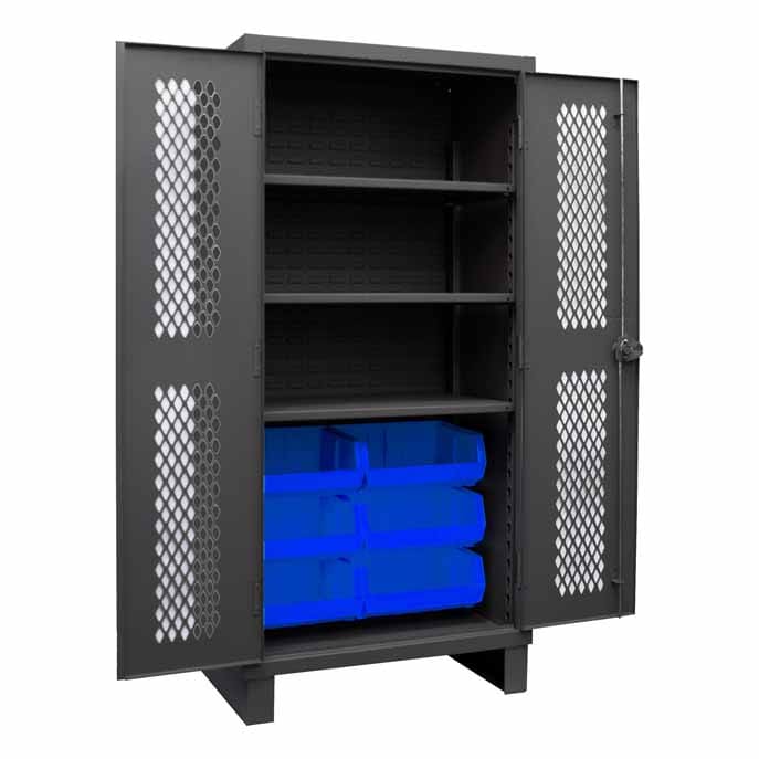 Ventilated Cabinet with 6 Bins and 3 Shelves