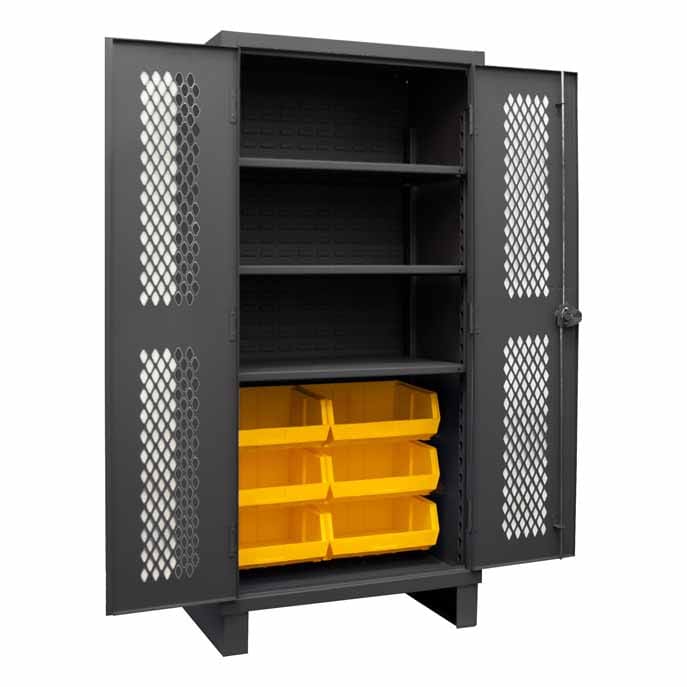 Ventilated Cabinet with 6 Bins and 3 Shelves