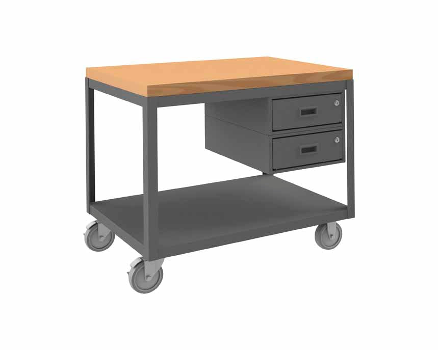 High Deck Mobile Table with 2 Shelves — NutsandBolts.com