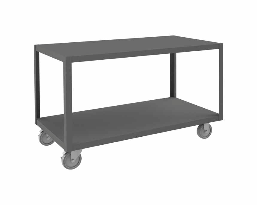 High Deck Mobile Table with 2 Shelves