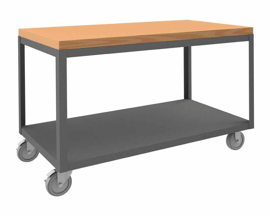 High Deck Mobile Table with 2 Shelves