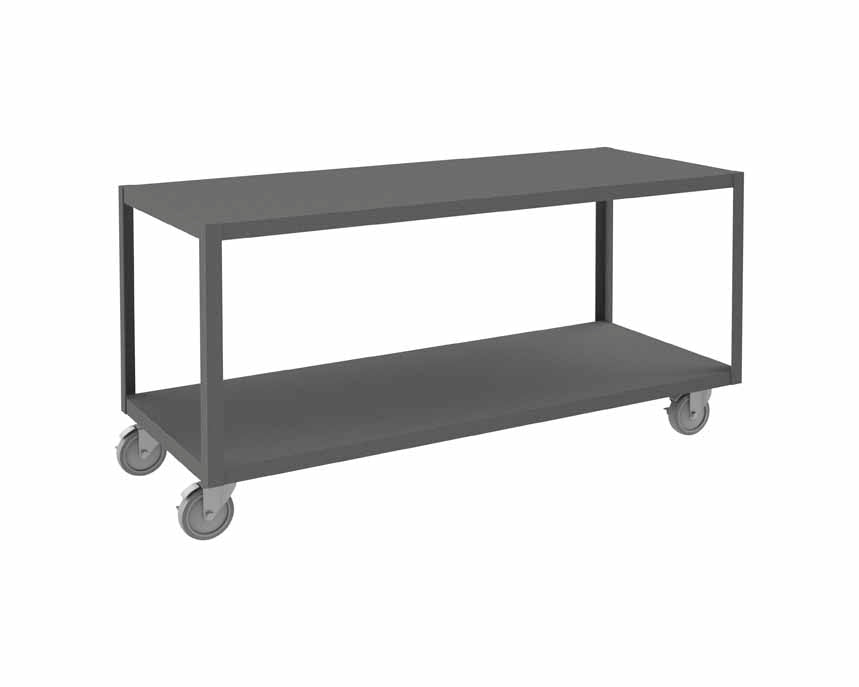 High Deck Mobile Table with 2 Shelves