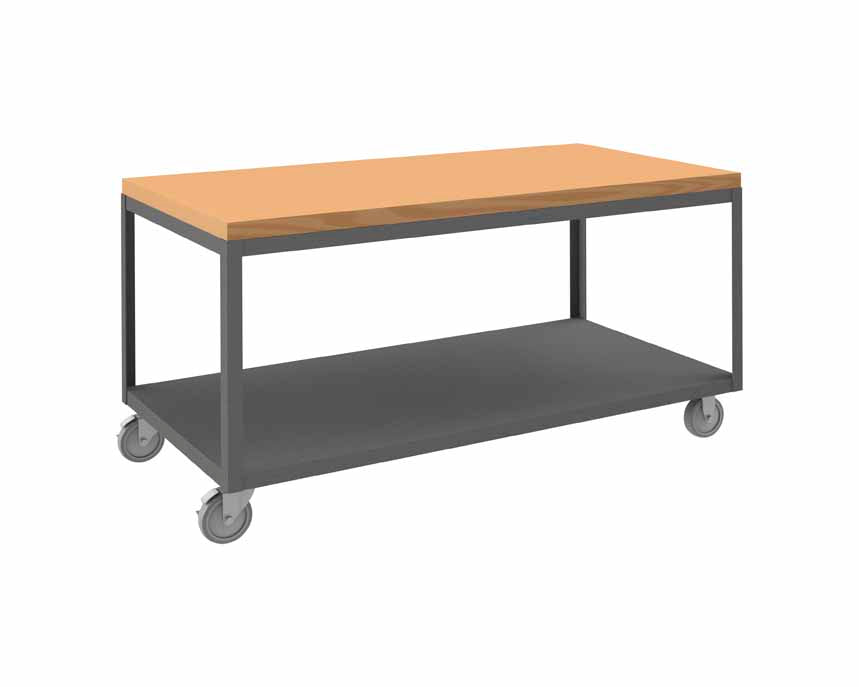 High Deck Mobile Table with 2 Shelves