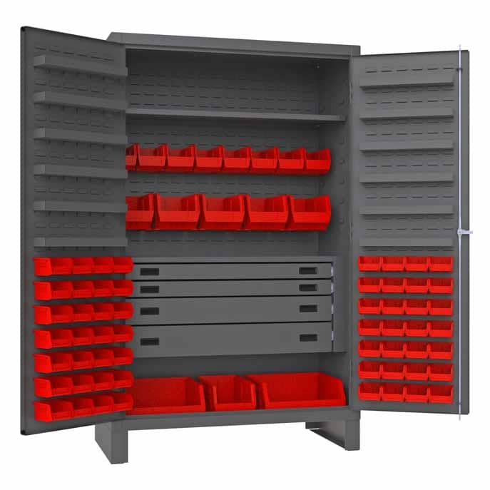 Cabinet with 72 Bins, 4 Drawers and 2 Shelves