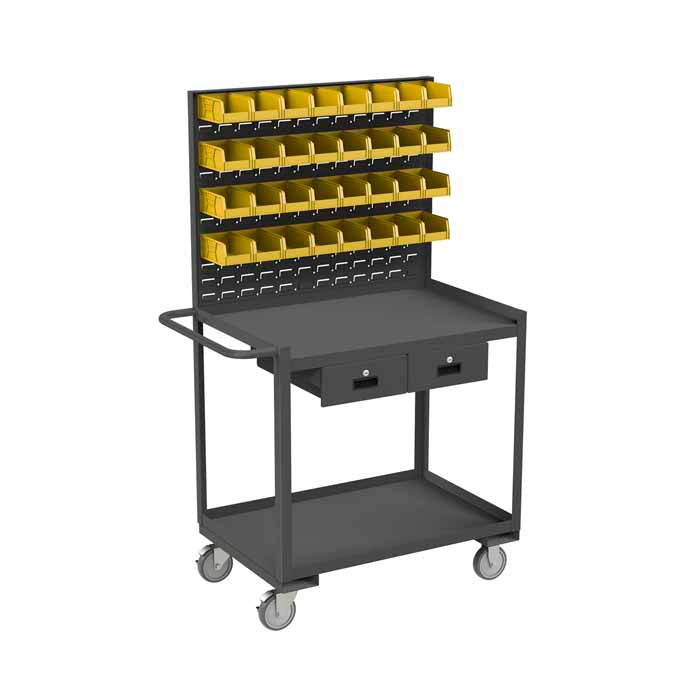 Stock Cart with Bins, Drawers and a Louvered Panel