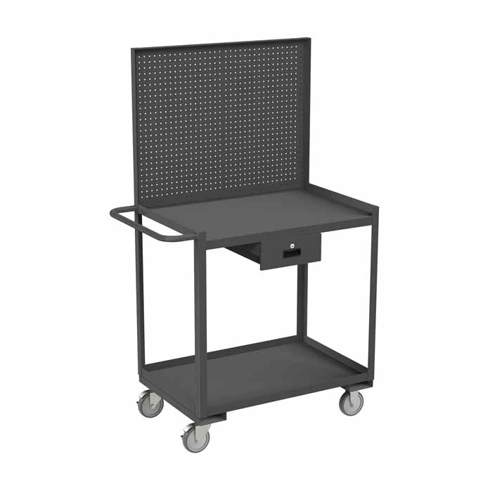 Stock Cart with 2 Shelves and a Pegboard