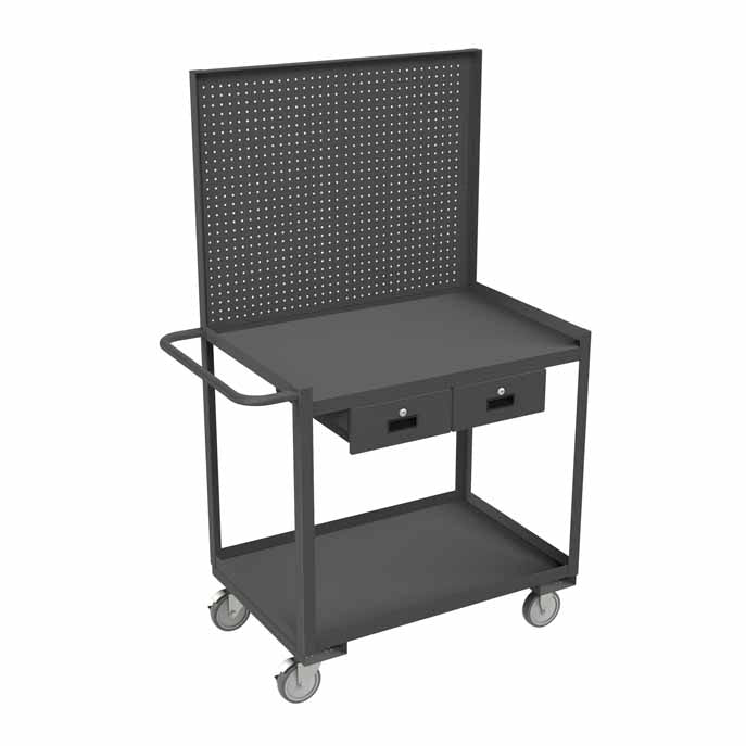 24in x 36in Stock Cart with 2 Shelves and a Pegboard