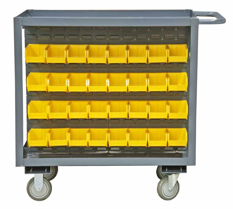 24in x 36in Stock Cart with 64 Bin, 2 Shelves