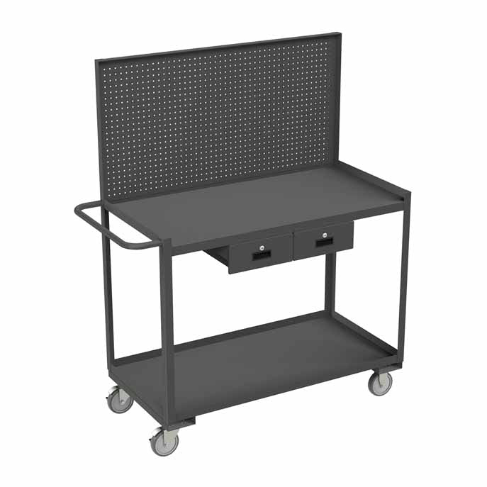 24in x 48in Stock Cart with 2 Shelves and a Pegboard