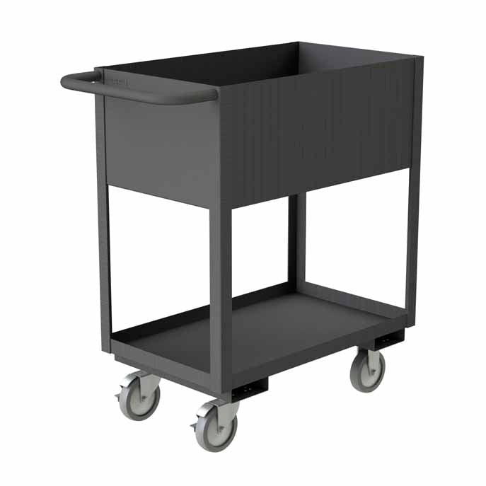 18in x 30in Stock Cart with 2 Shelves and a High Lip