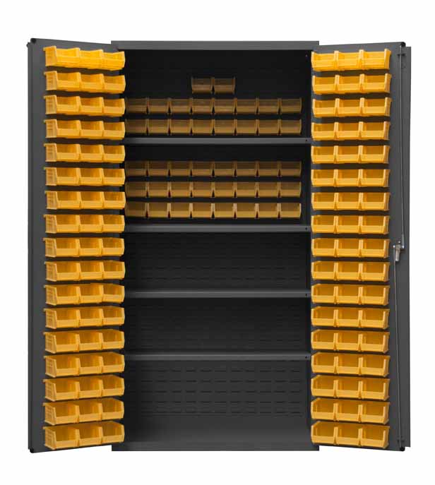 Cabinet, 4 Shelves, 144 Yellow Bins