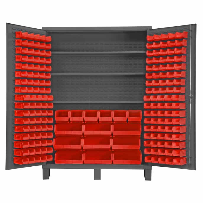 Cabinet, 3 Shelves, 185 Red Bins