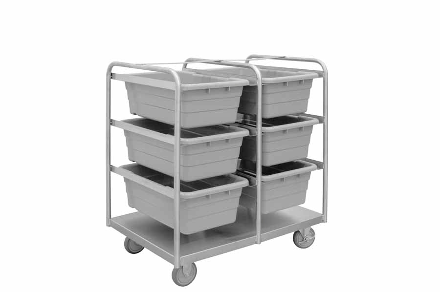 Stainless Steel Tub Rack Cart with 6 Bins