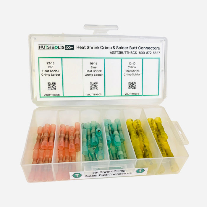 55 Piece Heat Shink Crimp and Solder Butt Connector Assortment Starter Kit