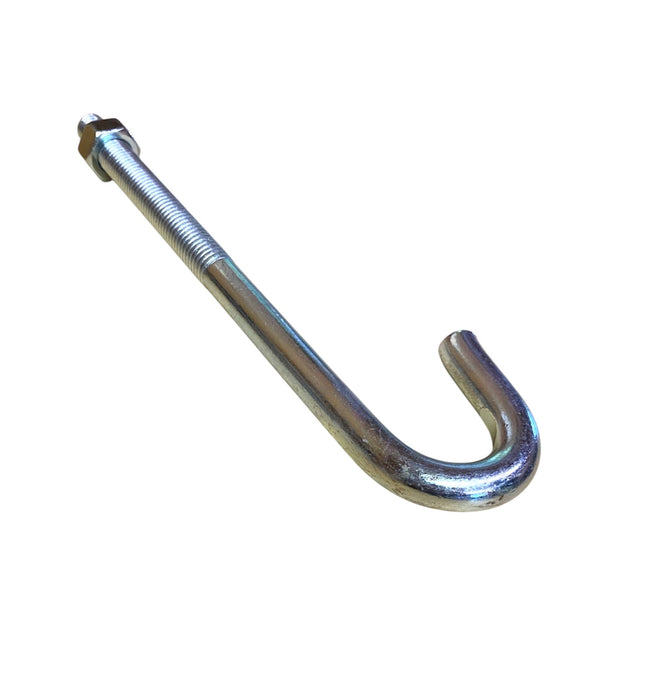 5/8-11 x 10in J Bolt w/Hex Nut Zinc Plated