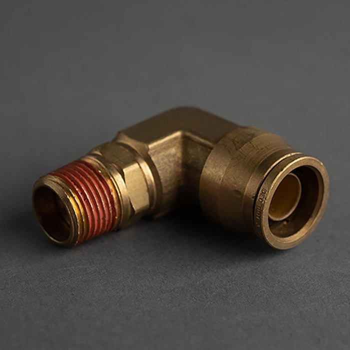 5/8 Tube to 1/2 Male Pipe Swivel Push Connect 90 Degree Elbow Brass