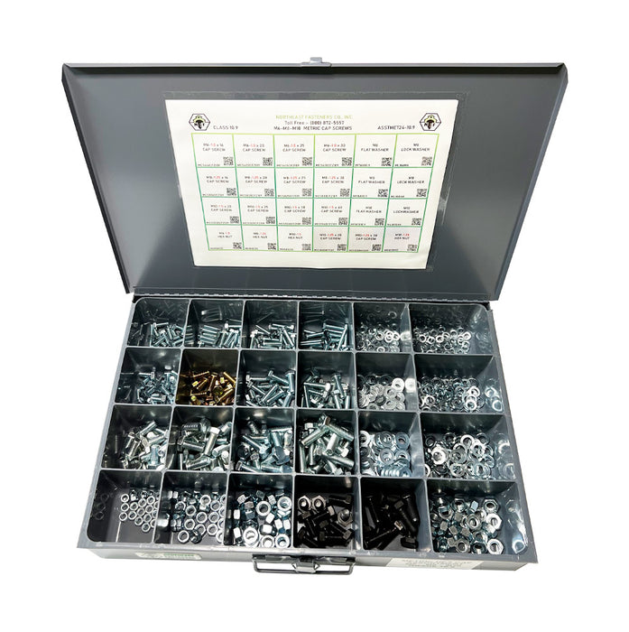 660 Piece Class 10.9 Cap Screw, Nut, and Washer Assortment Starter Kit