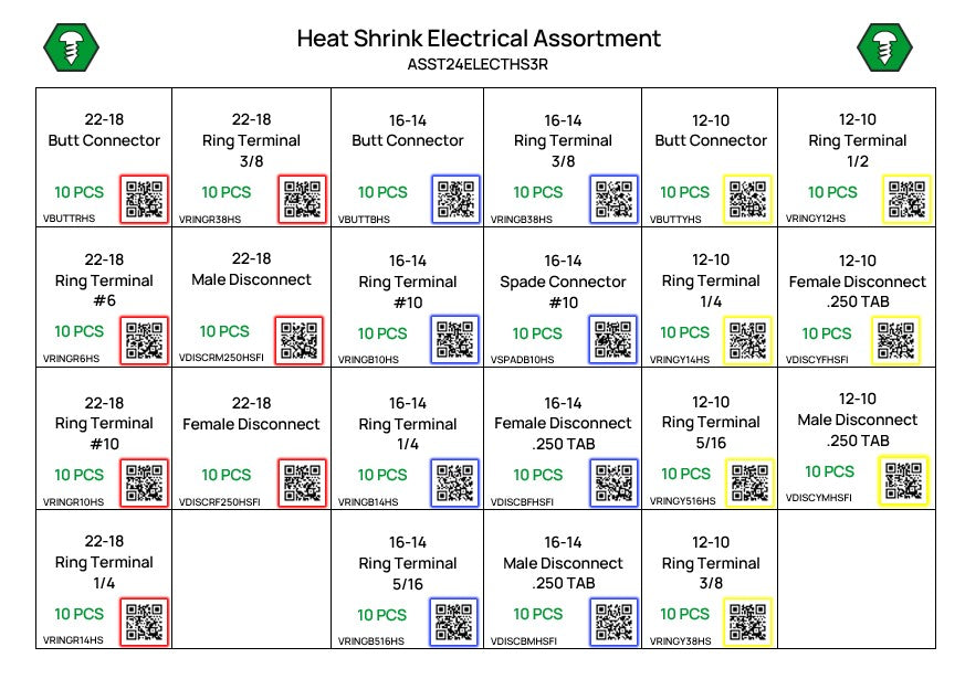 220 Piece Heat Shrink Terminal Assortment Refill