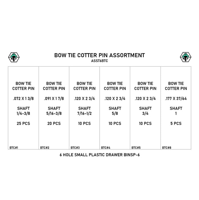 80 Piece Clear Zinc Bow Tie Cotter Pin Assortment Starter Kit