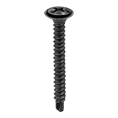 #8 x 1-1/4in #6 Head Phillips Oval Sems Tapping Screw Black Phosphate