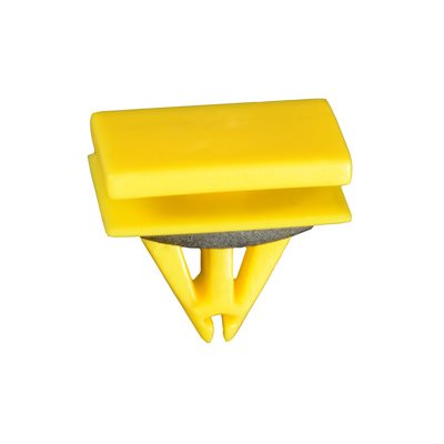 Rocker Panel Moulding Clip Yellow Nylon Stem Length : 9/16" Top Head Size : 9/16 x 25/32" Bottom Head Size : 5/8 x 13/16" with Seal