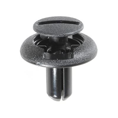 Subaru Push Retainer  Cowl Vent  Screw-Type with Open End Head Diameter : 20MM Stem Length : 12MM Drive Type : Slotted Hole Size : 7MM Black