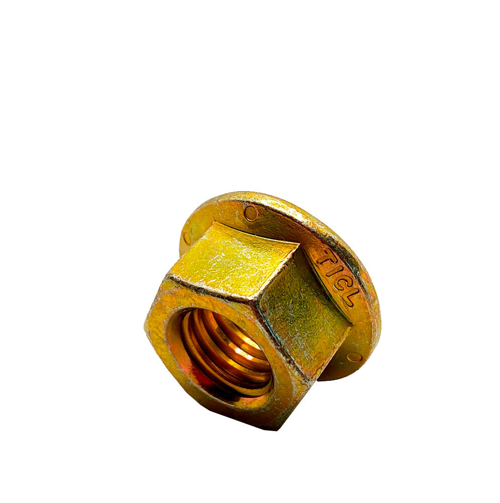 5/8-11in UNC Grade G Flange Locking Nut Yellow Zinc — NutsandBolts.com