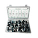 6-Hole 17R Tube Clamp Assortment, 1/4 to 3/4 with 1/4 Hole, Zinc Plated, 68 Pieces, Small Plastic Drawer