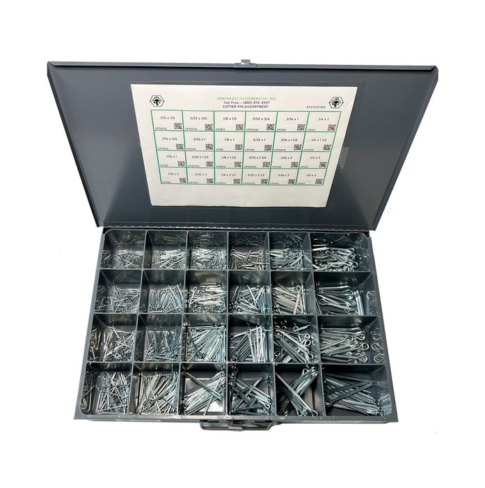 980 Piece Cotter Pin Assortment Starter Kit Clear Zinc — NutsandBolts.com