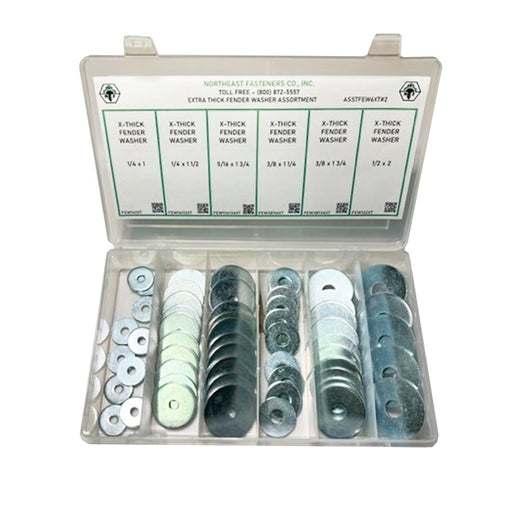 6-Hole Extra Thick Fender Washer Assortment, 55 Pieces, Zinc Plated , Small Plastic Drawer