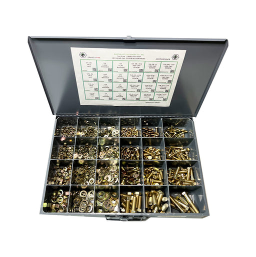 24-Hole Hex Head Cap Screw Assortment Refill, Grade 8, Fine Thread, 1025 Pieces, Drawer Not Included