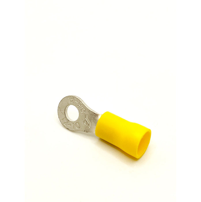25-Pack 10-12 AWG Yellow Vinyl Ring Terminals – 1/2" Stud, Crimp Connectors